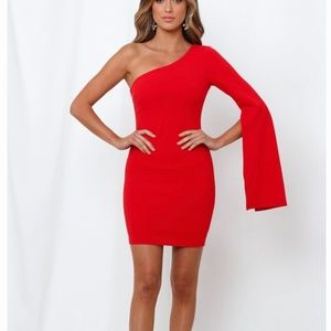 Red One Shoulder Dress